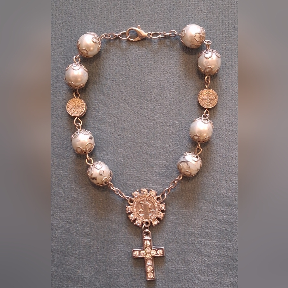 St. Benedict Beaded Cross Bracelet